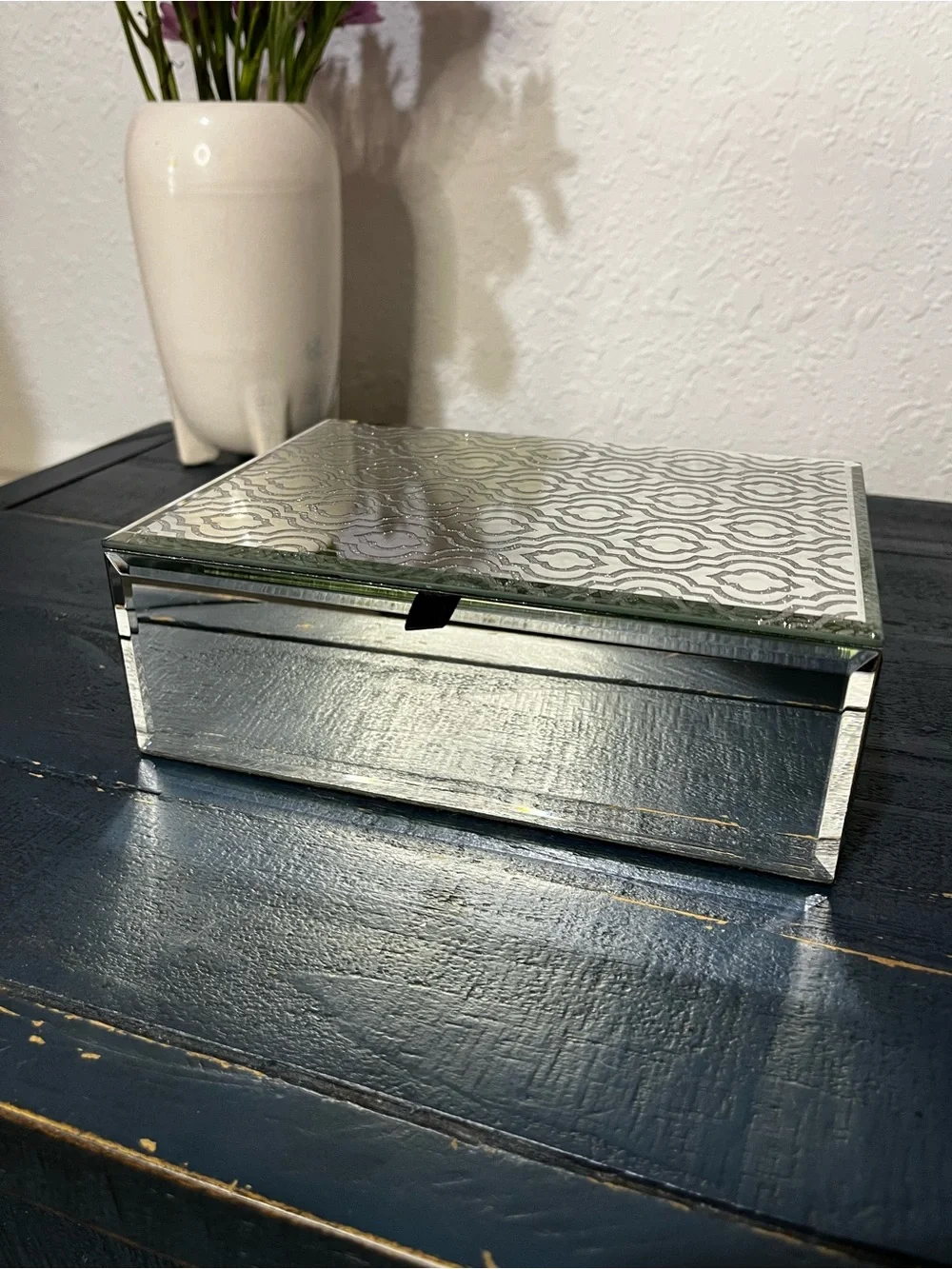 Mirrored Decorative Jewelry Box - Silver